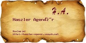 Haszler Agenór névjegykártya